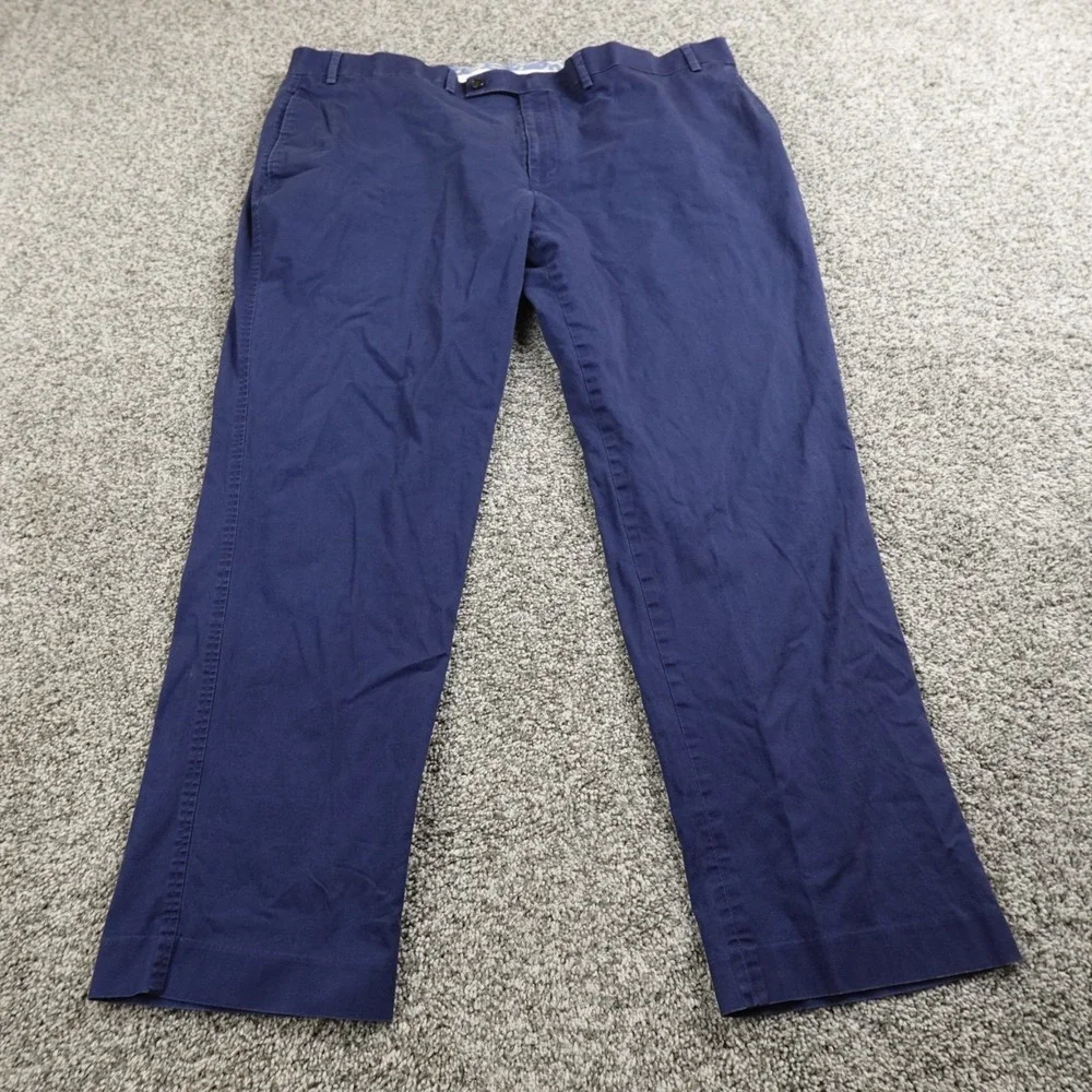 Ralph Lauren Pants‎ Mens 42X30 Blue Chino Trouser Golf Stretch Flat Front Preppy